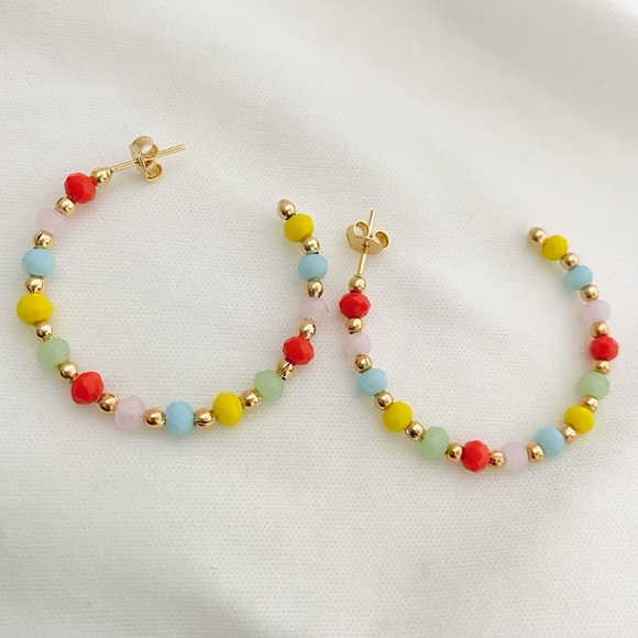 Color Beaded Hoops - Picture 4 of 11